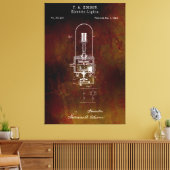 Edison Lightbulb Patent 1880 Canvas Afdruk (Insitu (Woonkamer))
