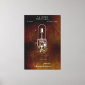 Edison Lightbulb Patent 1880 Canvas Afdruk (Voorkant)