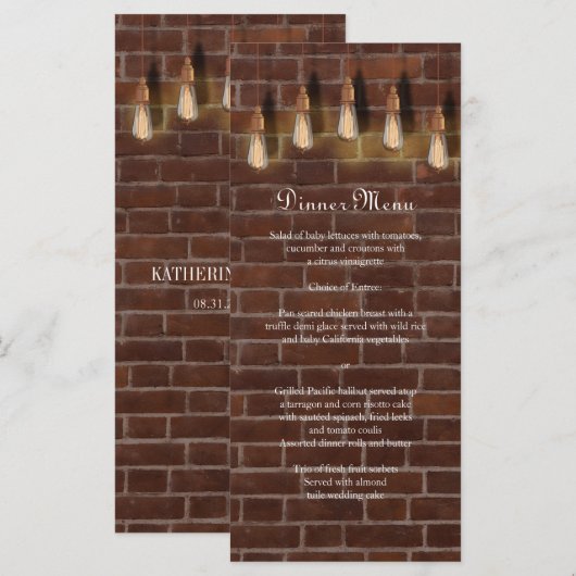 Edison Lightbulbs Industrial Chic Menu (Voorkant / Achterkant)