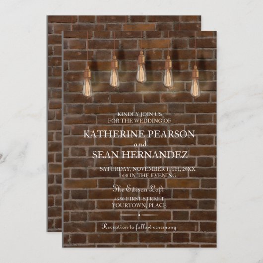  Edison Lightbulbs Industrial Chic Wedding Kaart (Voorkant / Achterkant)
