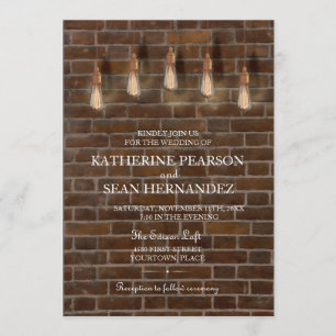 Edison Lightbulbs Industrial Chic Wedding Kaart