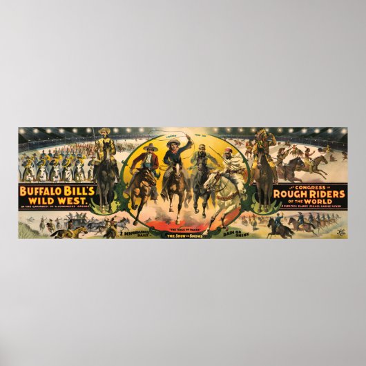 Edison Lights Buffalo Bill Show 1895 Poster (Voorkant)