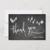 Edison Lights Chalkboard Elegant Script Flat Bedankkaart (Voorkant)
