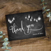 Edison Lights Chalkboard Elegant Script Flat Bedankkaart