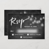 Edison Lights Krijtbord Moderne Kalligrafie RSVP (Voorkant / Achterkant)