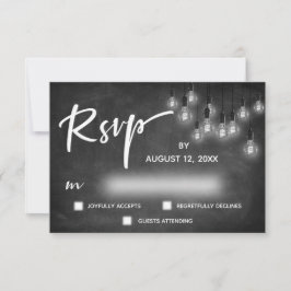 Edison Lights Krijtbord Moderne Kalligrafie RSVP Kaartje