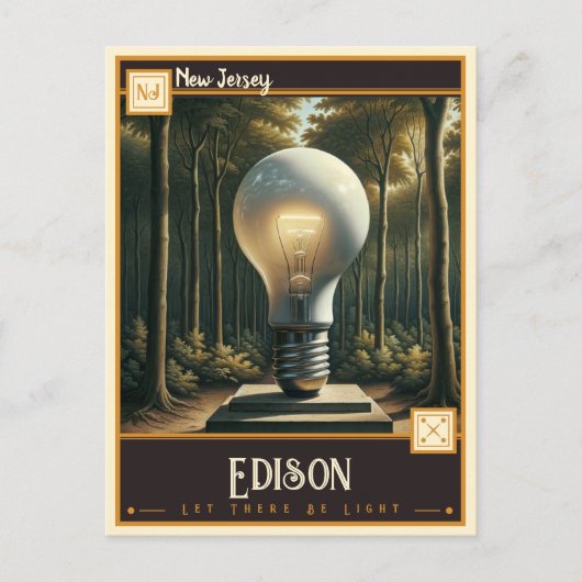 Edison, New Jersey | Antiek Briefkaart (Voorkant)