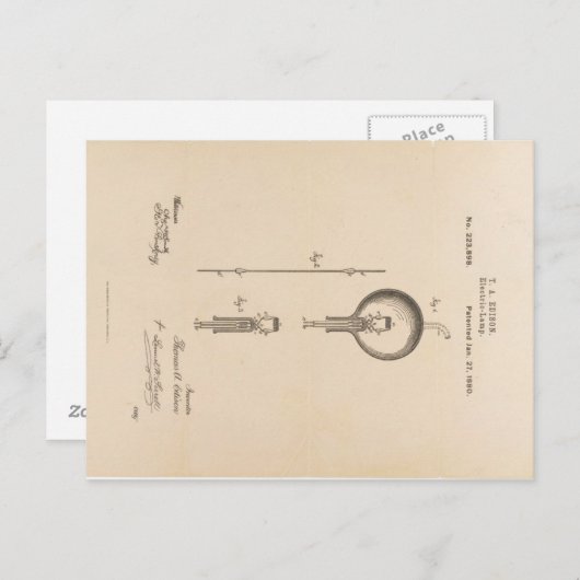 edison-patent-lamp-briefkaart-u.s. briefkaart (Voorkant / Achterkant)