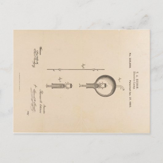 edison-patent-lamp-briefkaart-u.s. briefkaart (Voorkant)