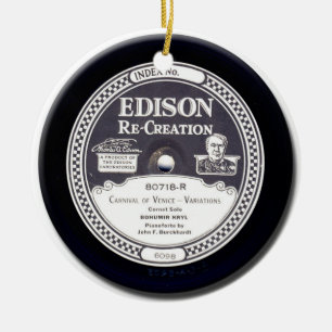 "EDISON Re-Creation" Antiek mini Record Ornament