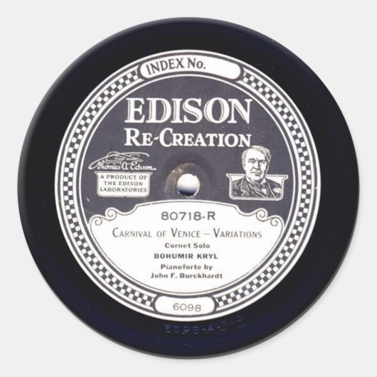 EDISON Re-Creation mini fonograaf record stickers (Voorkant)