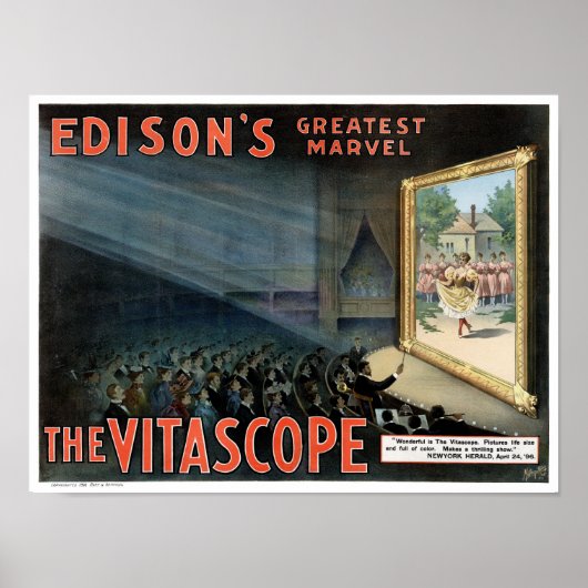 Edison The Vitascope 1896 Restored Vintage Poster (Voorkant)