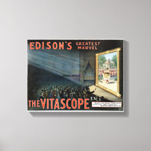 Edison The Vitascope 1896 Restored Vintage Poster Canvas Afdruk