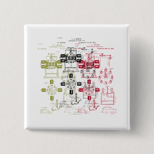 Edisongenerator Vierkante Button 5,1 Cm (Voorkant)