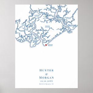 Edisto Beach Alternatief Trouwgastboek Poster