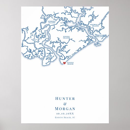 Edisto Beach Alternatief Trouwgastboek Poster (Voorkant)