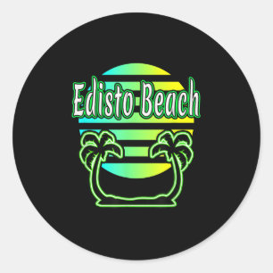 Edisto Beach Palmbomen & Camp; Zonsondergang Ronde Sticker