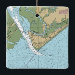 Edisto Beach South Carolina Chart Keramisch Ornament<br><div class="desc">Edisto Beach,  South Carolina kerstversiering gemaakt met een NOAA-kaart.</div>