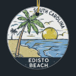 Edisto Beach South Carolina  Keramisch Ornament<br><div class="desc">Edisto Beach hand getekende illustratie met bergen en golven op de achtergrond. Ideaal voor iedereen die graag Edisto Beach wil bezoeken.</div>