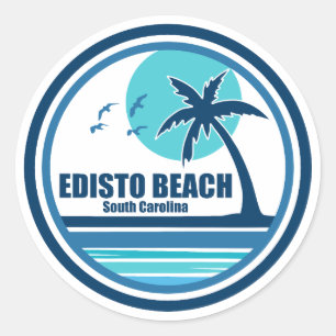 Edisto Beach South Carolina Palmboom Vogels Ronde Sticker