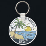 Edisto Beach South Carolina  Sleutelhanger<br><div class="desc">Edisto Beach hand getekende illustratie met bergen en golven op de achtergrond. Ideaal voor iedereen die graag Edisto Beach wil bezoeken.</div>