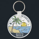 Edisto Beach South Carolina  Sleutelhanger<br><div class="desc">Edisto Beach hand getekende illustratie met bergen en golven op de achtergrond. Ideaal voor iedereen die graag Edisto Beach wil bezoeken.</div>