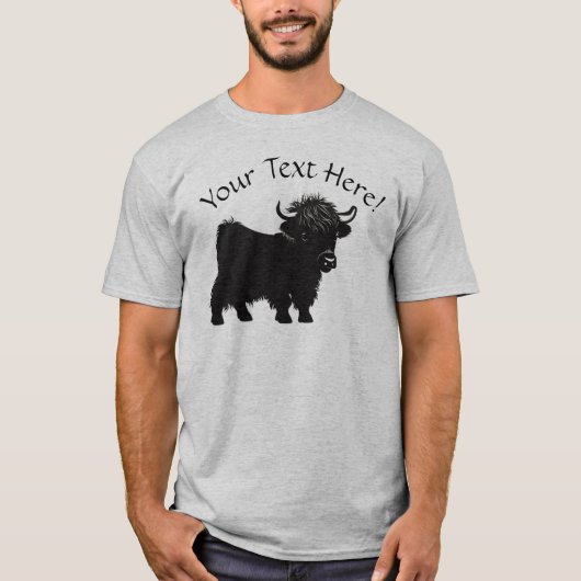 Edit Jouw tekst Highland Koe Kalvervee T-shirt (Voorkant)