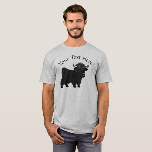 Edit Jouw tekst Highland Koe Kalvervee T-shirt (Voorkant volledig)