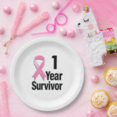 Edit-the-Year Borstkanker - 1 jaar Papieren Bordje (Feest)