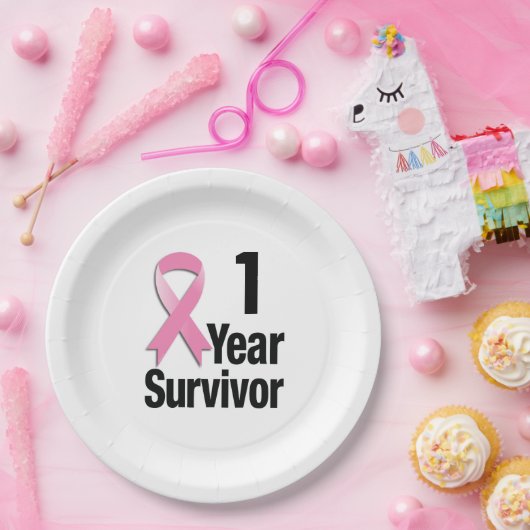 Edit-the-Year Borstkanker - 1 jaar Papieren Bordje (Feest)