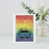 Edit Woodstock Campervan - Kleurrijke Hippie Feestdagenkaart (Staand voorkant)