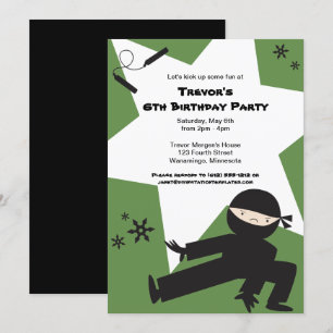 EDITABELE KLEUREN! Ninja Birthday Party Invitation Kaart