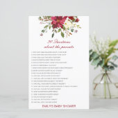 Editable 20 Vragen over het Baby shower van Ouders (Staand voorkant)