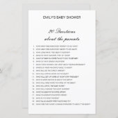 Editable 20 Vragen over het Baby shower van Ouders (Voorkant / Achterkant)