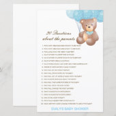 Editable 20 Vragen over het Baby shower van Ouders (Voorkant / Achterkant)