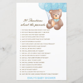 Editable 20 Vragen over het Baby shower van Ouders
