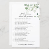 Editable 20 Vragen over het Baby shower van Ouders (Voorkant / Achterkant)