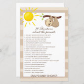 Editable 20 Vragen over het Baby shower van Ouders (Voorkant / Achterkant)
