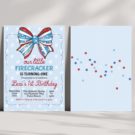 EDITABLE 4th of July 1st Birthday Invitation Patri Kaart