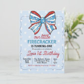 EDITABLE 4th of July 1st Birthday Invitation Patri Kaart (Staand voorkant)