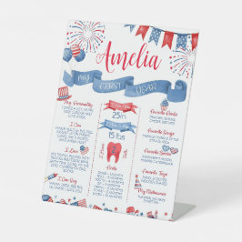 EDITABLE 4th of July Verjaardagsfeest Welkom Teken Reclamebord Met Voetstuk