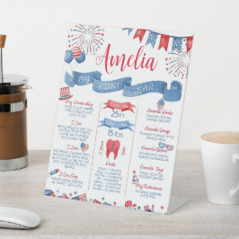EDITABLE 4th of July Verjaardagsfeest Welkom Teken Reclamebord Met Voetstuk