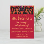 Editable 70s Disco Birthday Party Kaart (Staand voorkant)