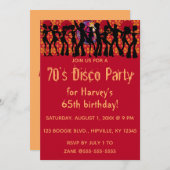 Editable 70s Disco Birthday Party Kaart (Voorkant / Achterkant)