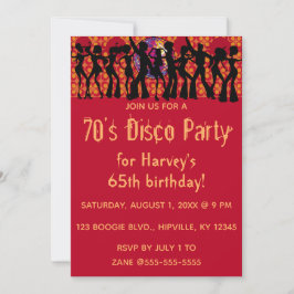 Editable 70s Disco Birthday Party Kaart