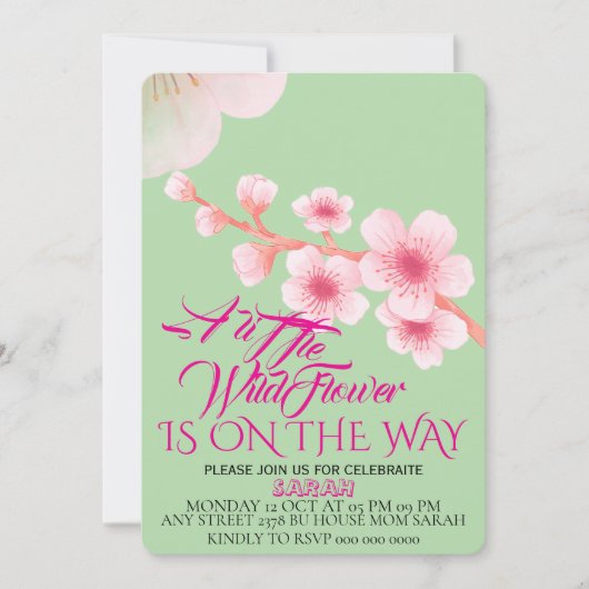 Editable A Little Wildflower Baby Shower Invitatio Save The Date (Voorkant)