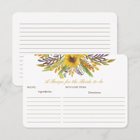 Editable A Recipe voor de Kaart Bride-aan-zijn (Voorkant / Achterkant)