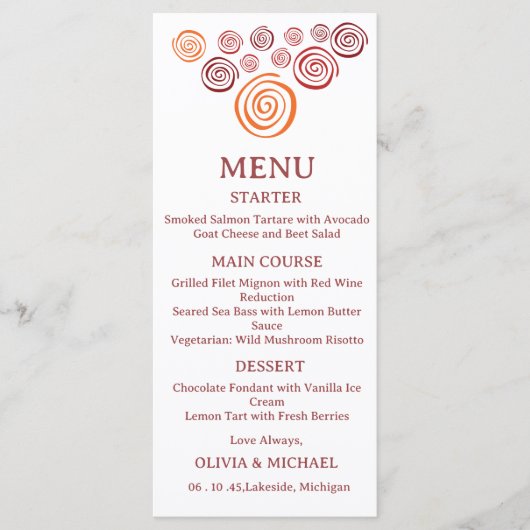 Editable Abstract African Shape Ethnic Wedding  Menu (Voorkant)