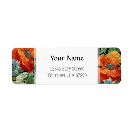 Editable Address Elegant Poppy Cornflower Labels (Voorkant)