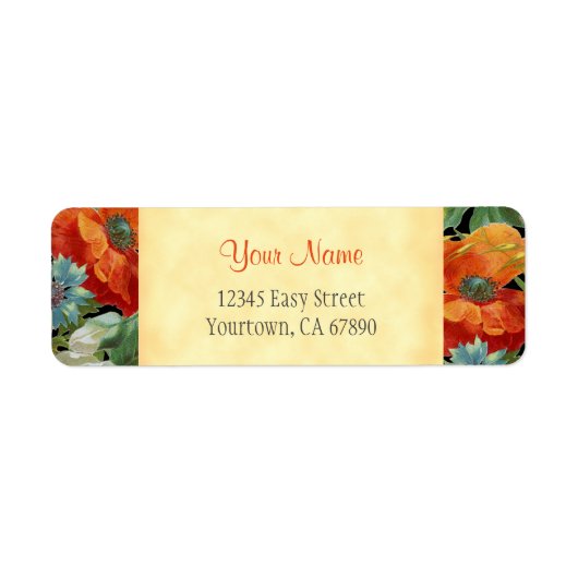 Editable Address Elegant Poppy Cornflower Labels (Voorkant)